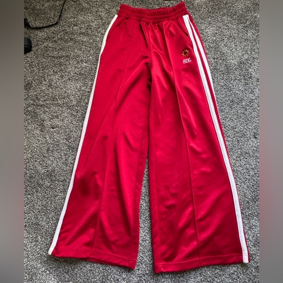 BDG Urban Outfitters Womens Track Pants Red White Stripe Mid Rise Pockets XS - Picture 4 of 6